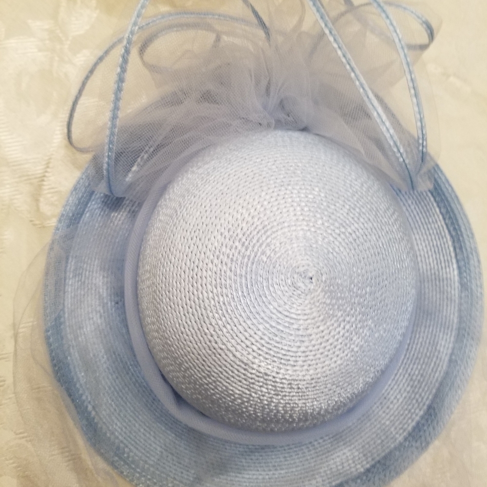 Sandra Vintage Baby Blue Straw Hat - Picture 3 of 6
